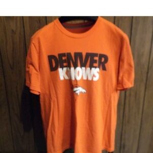 Denver Knows Orange Nike Shirt Men Large Broncos Short Sleeve